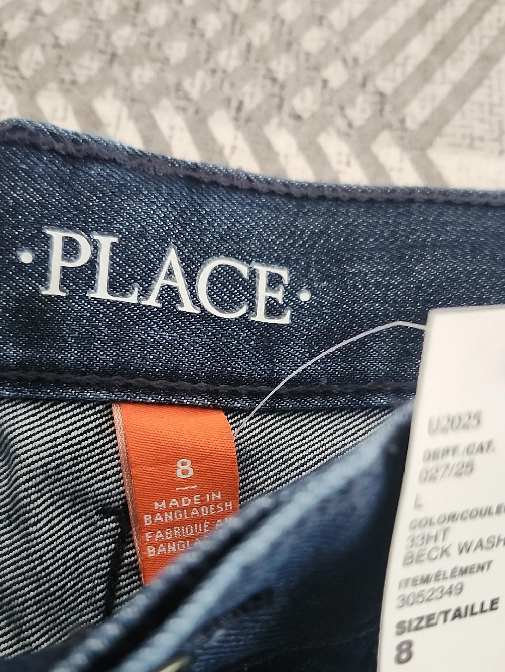 NWT! The Children's Place Boys Dark Blue Washed Denim Bermuda Shorts, Size: 8